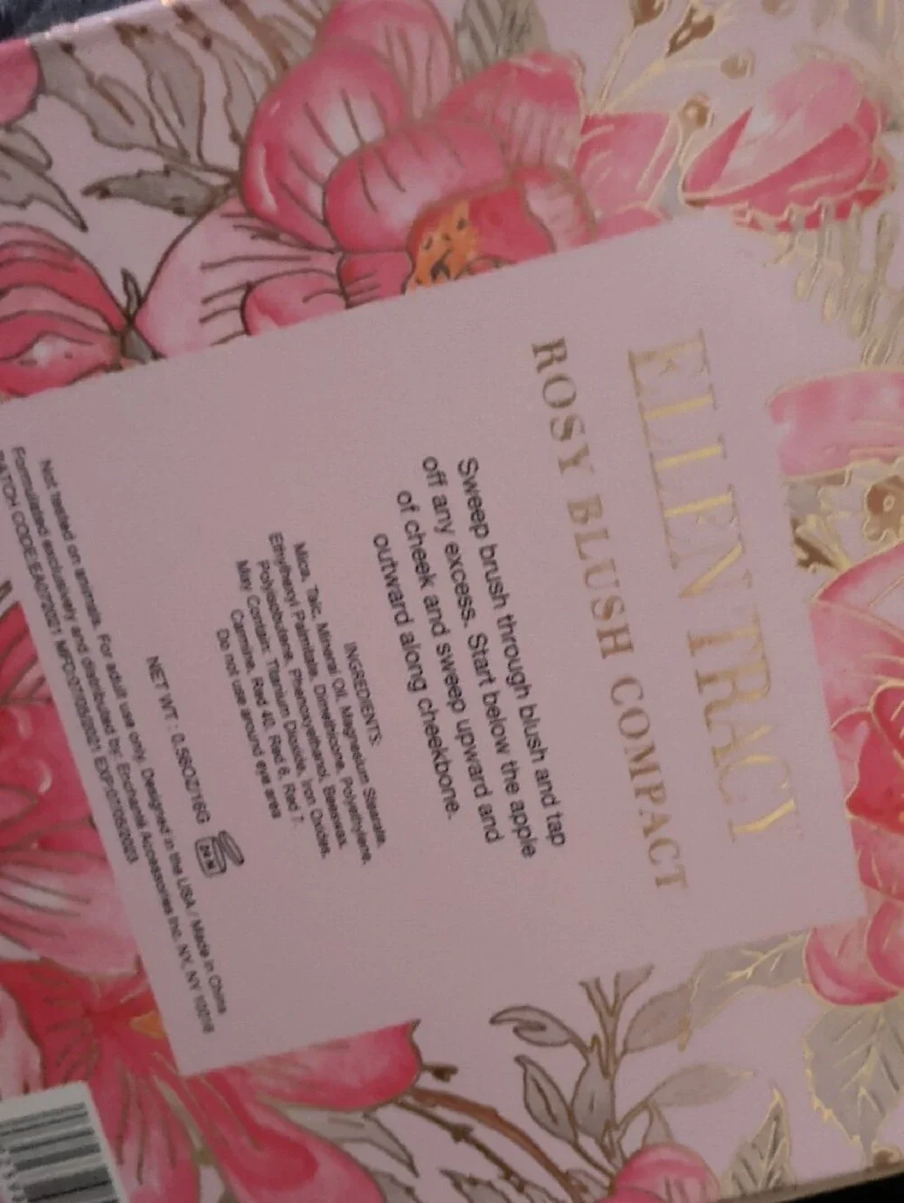 Ellen Tracy Rose Blush Compact - Pink & Rosewood Duo